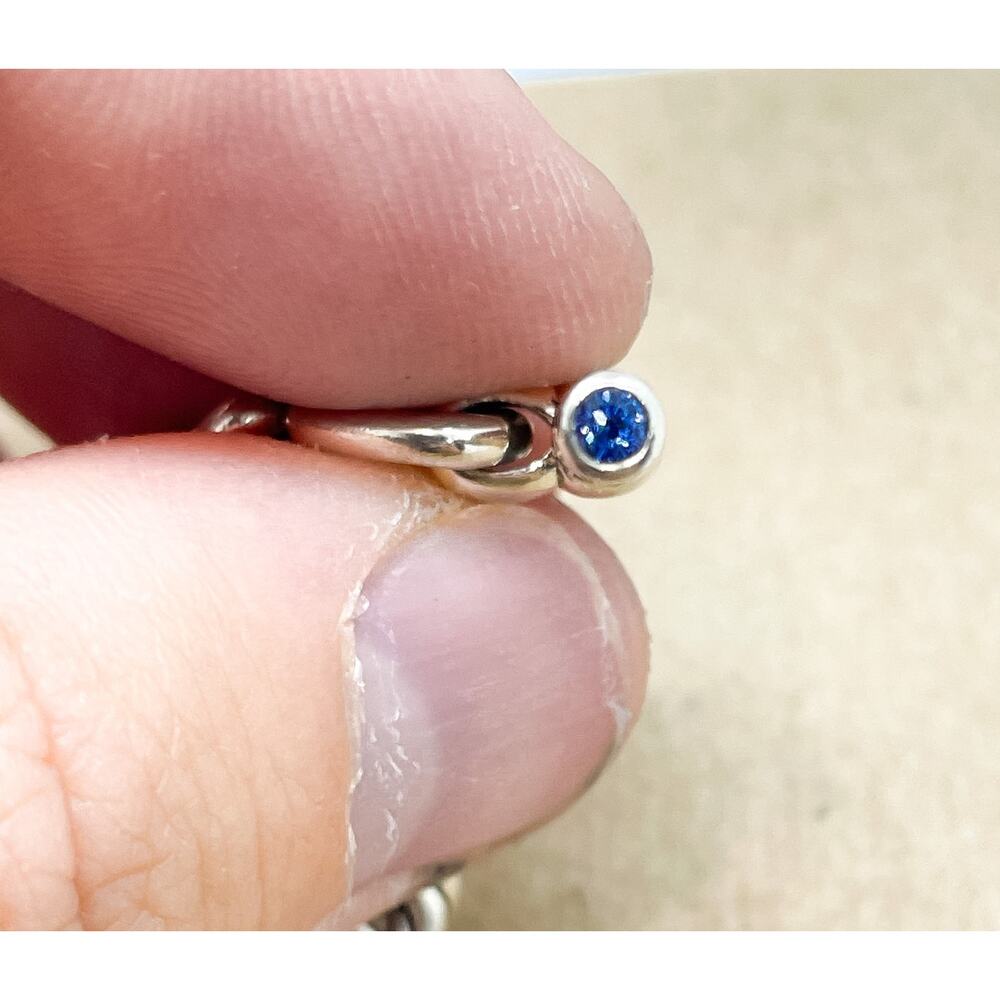 David Yurman Cushion Link Toggle Bracelet Sterling Silver Blue Sapphires 7.25" - Picture 4 of 16